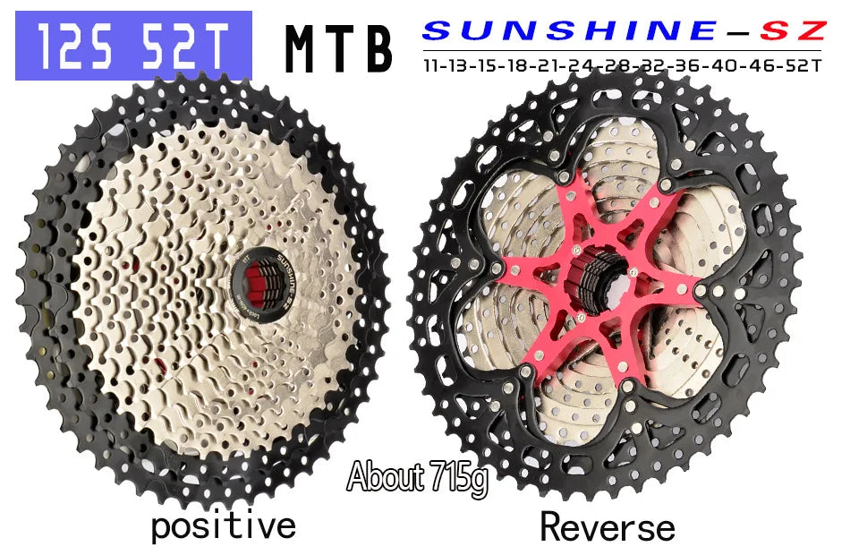 SUNSHINE MTB Cassette 8 9 10 11 12 Speed 32/36/40/42/46/50/52T Mountain Bicycle Freewheel Bike Sprocket For Shimano SRAM Sunrace