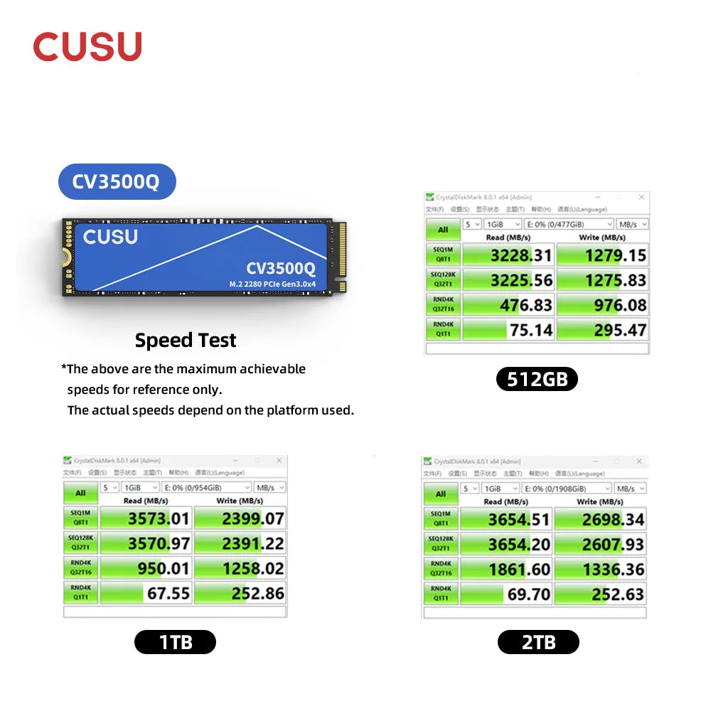 CUSU M2 SSD 256gb 512gb 1tb 2tb SSD NVMe M.2 2280 PCIe 3.0x4 Hard Disk Internal Solid State Drive for Computer Laptop
