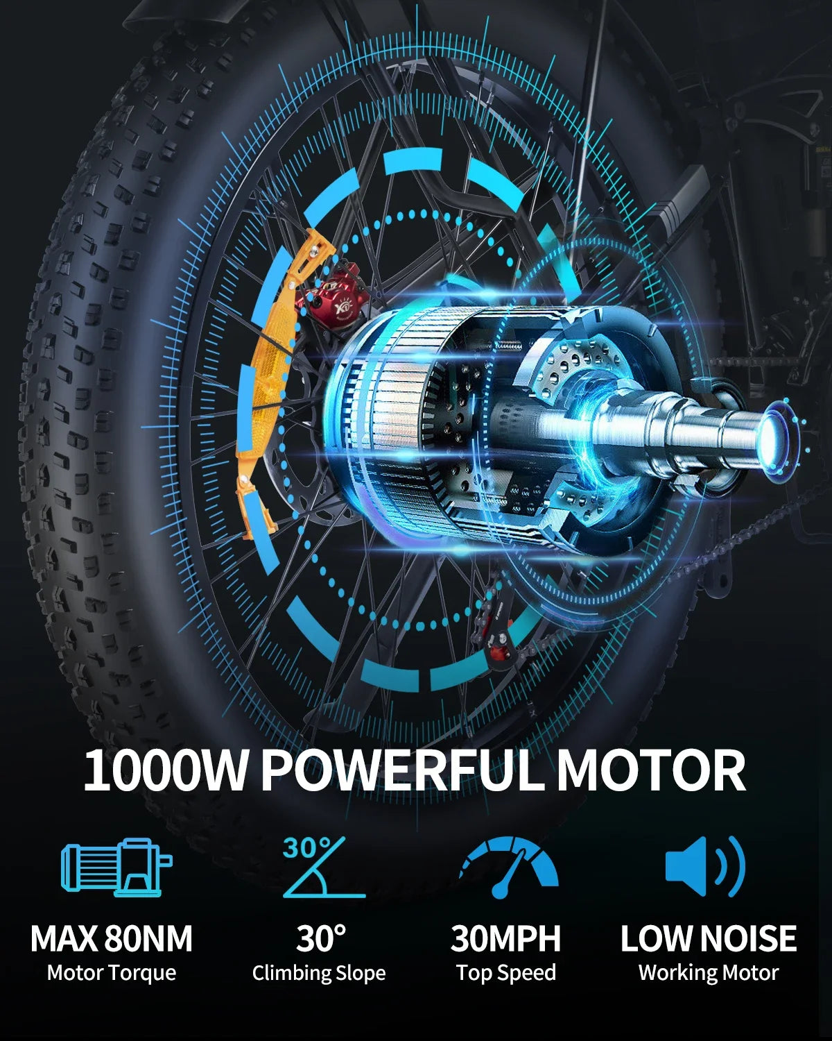 Urban Electric Bike 1500W High-Speed Motor Snow Ebicycle 48V23AH Long Endurance Battery Hydraulic Brake Foldable Mountain E-Bike
