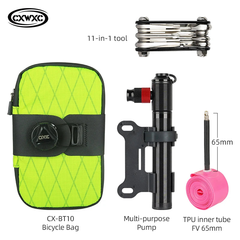 CXWXC Mini Bicycle Saddle Bag 0.6L Lightweight Small MTB Road Bike Tail Bag Portable Multi function boa Lockable Cycling Bag