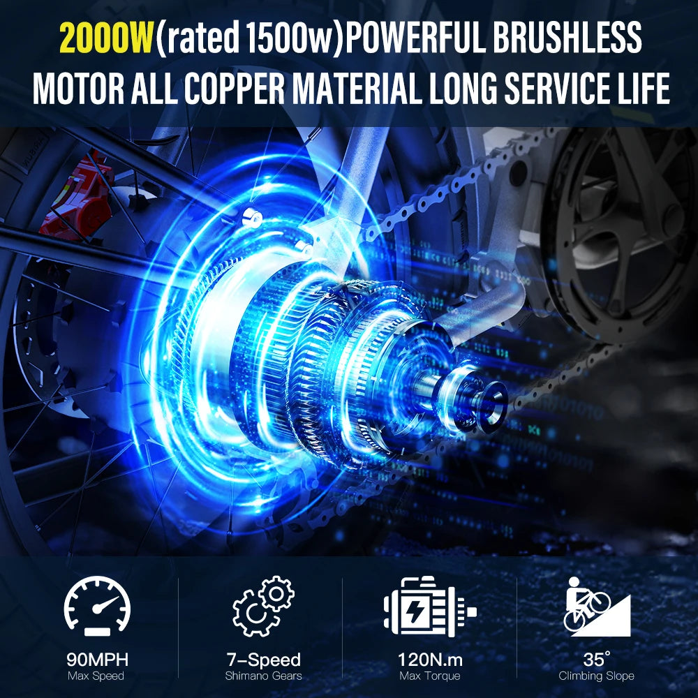 Coswheel ইলেকট্রিক বাইক CT20S 2000W মোটরসাইকেল Drit বাইক Ebike 20 ইঞ্চি ফ্যাট টায়ার সাইকেল 60V 27.5AH বাইক প্রাপ্তবয়স্কদের জন্য ইলেকট্রিক সাইকেল