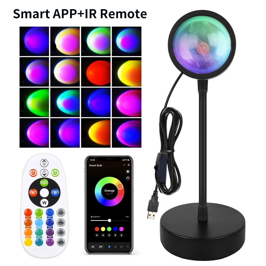 Smart Sunset Lamp Tuya LED Night Light USB RGB Smart Life APP Remote Projection For Room Decoration Photography Festival Birth