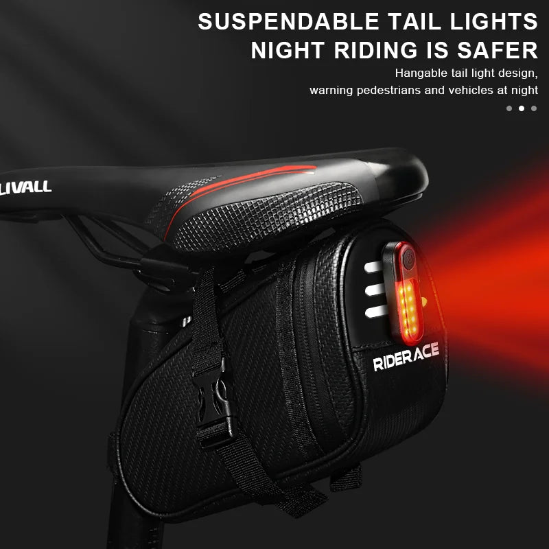 RIDERACE Bicycle Saddle Bag Small Waterproof Storage Black  Reflective For MTB Road Mountain Bike Seat Tail Rear Tool Pouch Bag