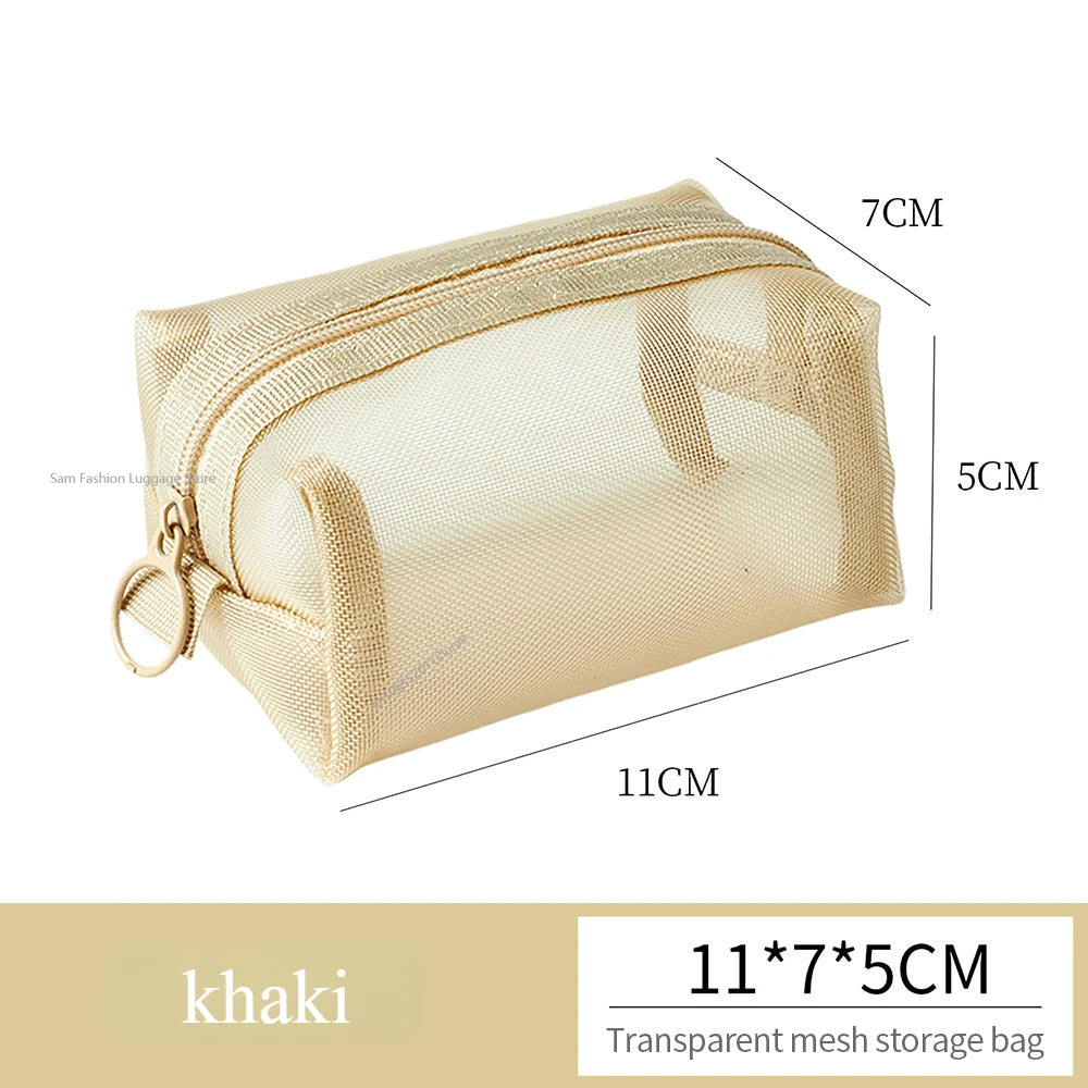 Multipurpose Breathable Square Mesh Storage Pouch Lightweight Mini Wash Bag Mini Zipper Coin Purse Large Capacity Coin Purse