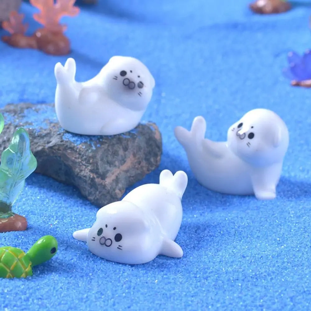 Cute Ocean Series Sea Lion Micro Landscape Mini Resin Sea Lion Figurine Decorative Fish Tank Small Ornaments Landscaping