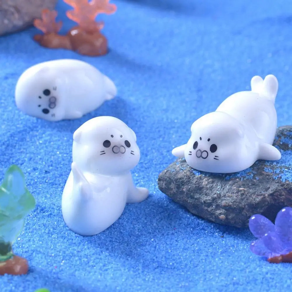 Cute Ocean Series Sea Lion Micro Landscape Mini Resin Sea Lion Figurine Decorative Fish Tank Small Ornaments Landscaping