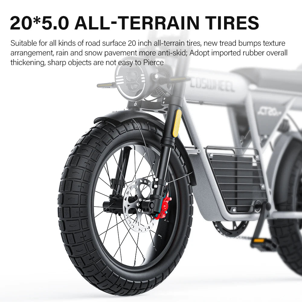 Coswheel ইলেকট্রিক বাইক CT20S 2000W মোটরসাইকেল Drit বাইক Ebike 20 ইঞ্চি ফ্যাট টায়ার সাইকেল 60V 27.5AH বাইক প্রাপ্তবয়স্কদের জন্য ইলেকট্রিক সাইকেল