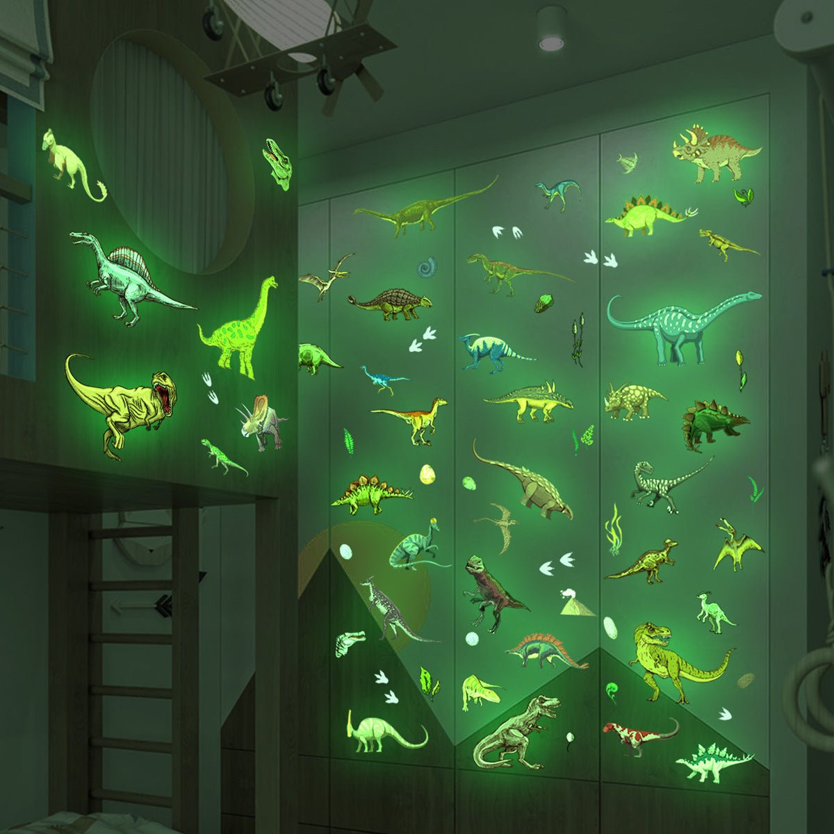 1 Set, Glow In The Dark, Dinosaur Wall Stickers, Removable Waterproof Stickers, Wall Decor For Living Room Bedroom, Home Decor - Fluxy