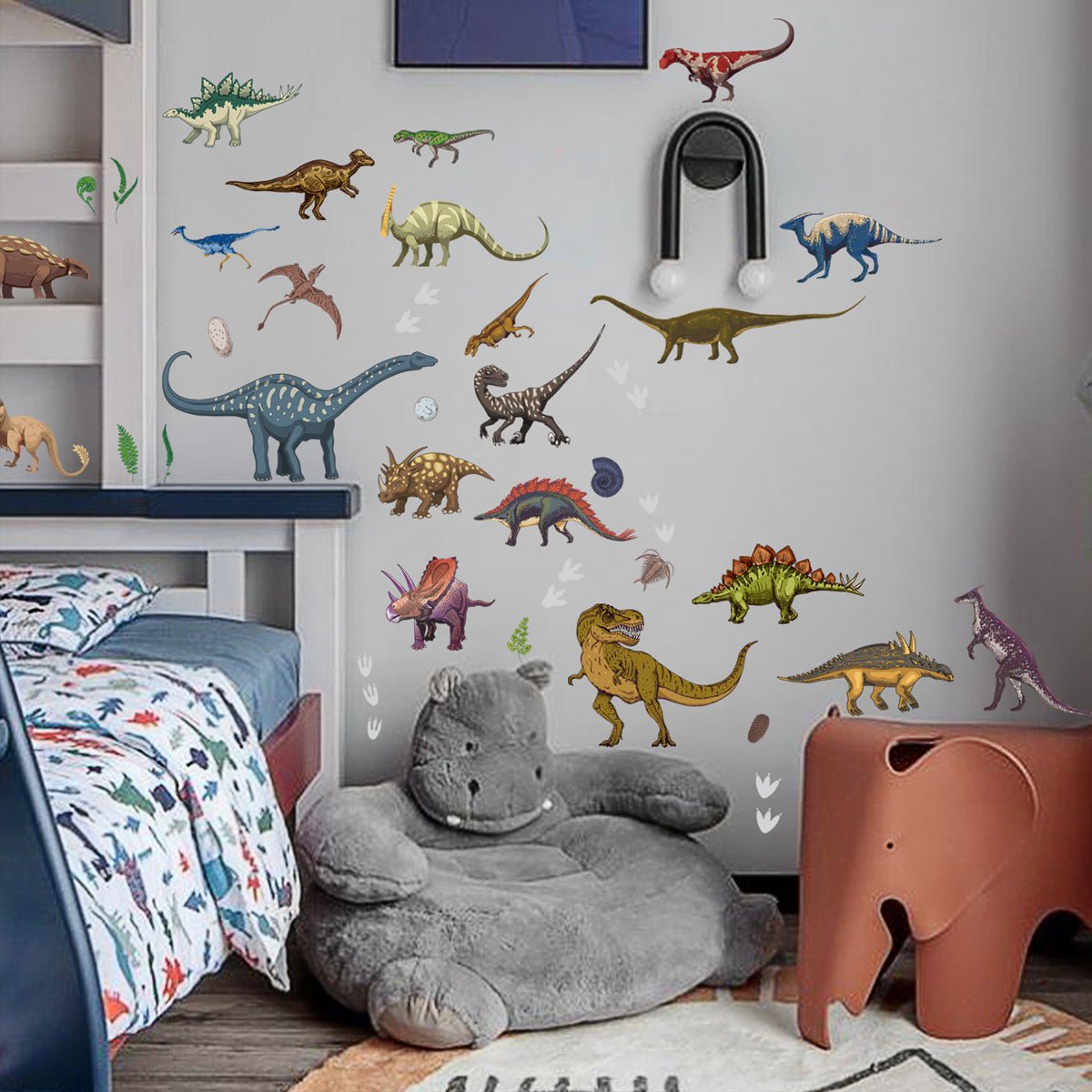 1 Set, Glow In The Dark, Dinosaur Wall Stickers, Removable Waterproof Stickers, Wall Decor For Living Room Bedroom, Home Decor - Fluxy