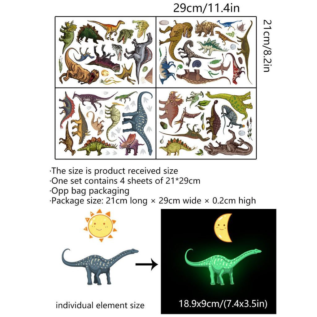 1 Set, Glow In The Dark, Dinosaur Wall Stickers, Removable Waterproof Stickers, Wall Decor For Living Room Bedroom, Home Decor - Fluxy