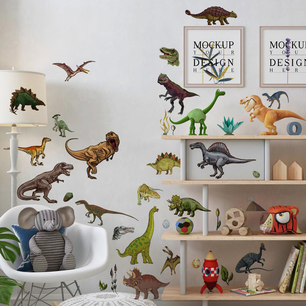 1 Set, Glow In The Dark, Dinosaur Wall Stickers, Removable Waterproof Stickers, Wall Decor For Living Room Bedroom, Home Decor - Fluxy
