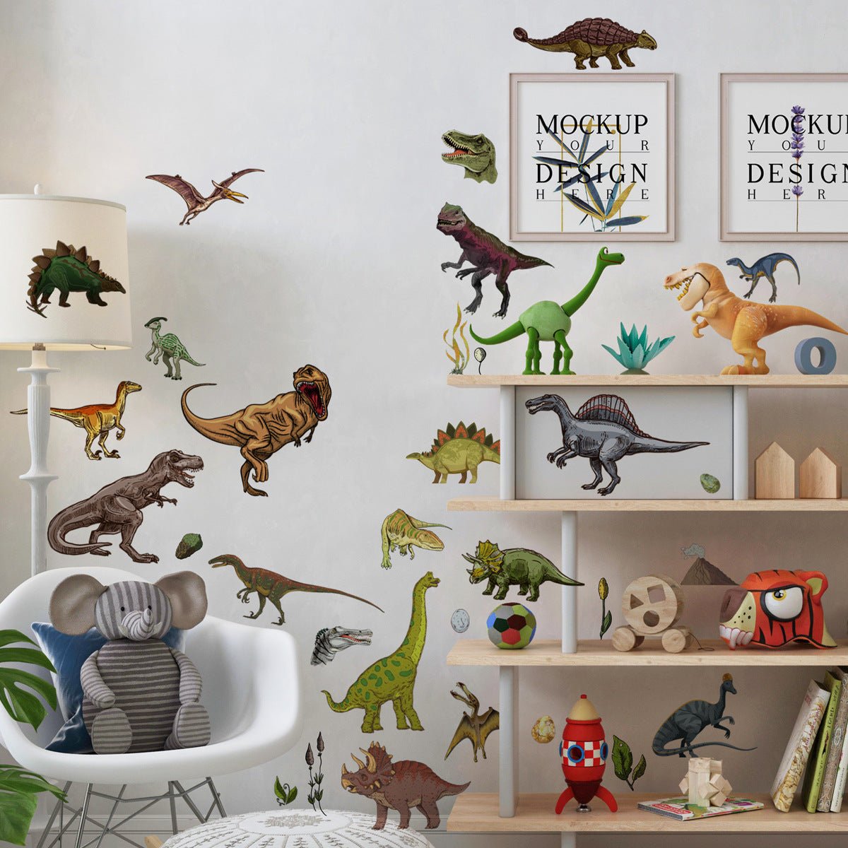 1 Set, Glow In The Dark, Dinosaur Wall Stickers, Removable Waterproof Stickers, Wall Decor For Living Room Bedroom, Home Decor - Fluxy