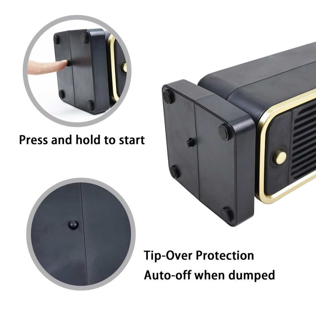 [Quiet Ceramic Heater] 500W Ceramic Electric Space Heater, Quiet, Portable - Square Shape, 110-130V US Plug, Tip-over Protection, No Energy Efficiency Rating, for Bedroom, Living Room, Office