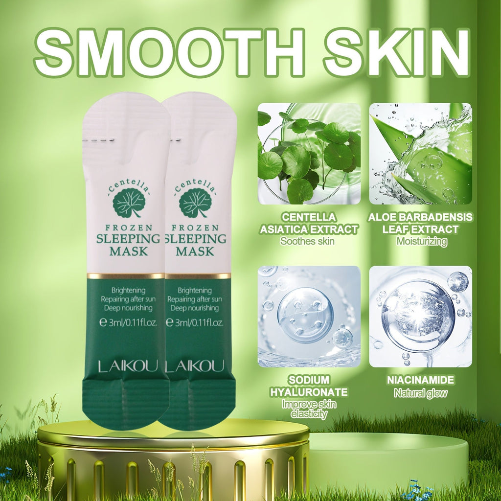 20pcs Centella Asiatica Moisturizing & Firming Sleeping Mask - Hydrating, Fragrance - Free, Hypoallergenic, Plant - Based Formula for All Light Beige Types, Unisex Adult Skincare, Skincare Routine, Sleek Packaging, Natural Ingred - Fluxy