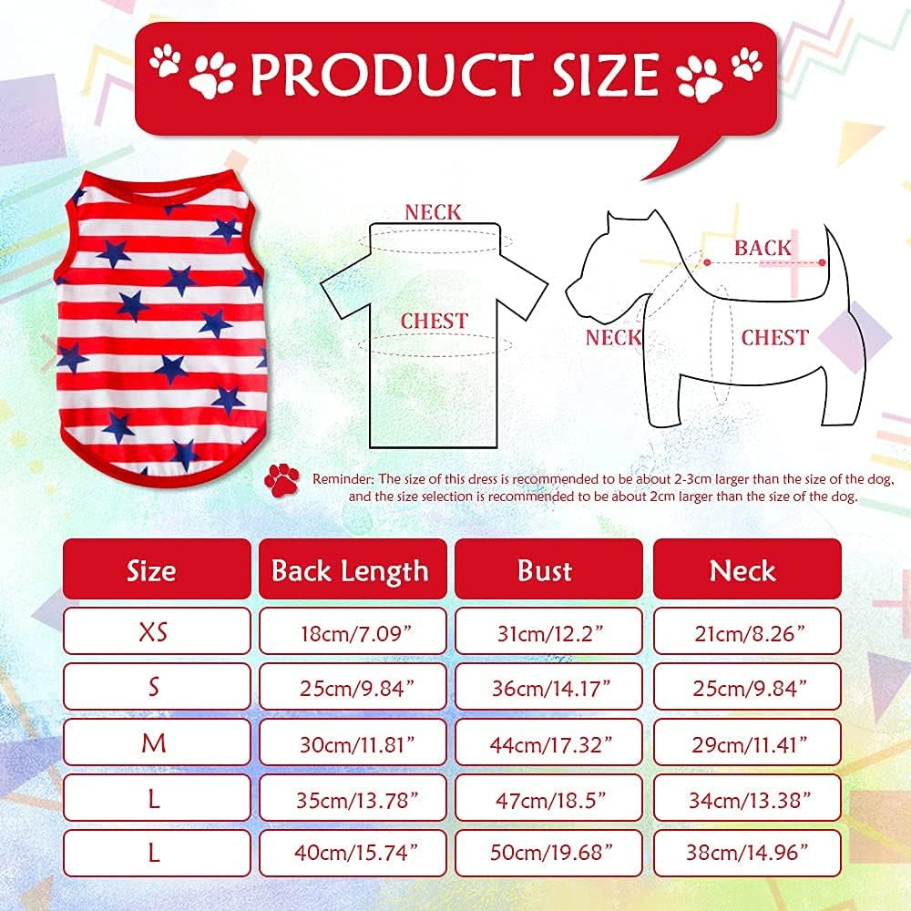 4-Piece Summer Dog Apparel Set for Female Dogs and Cats - Printed T-Shirts with Cute Patterns for Small to Large Breeds (Star, X-Small)