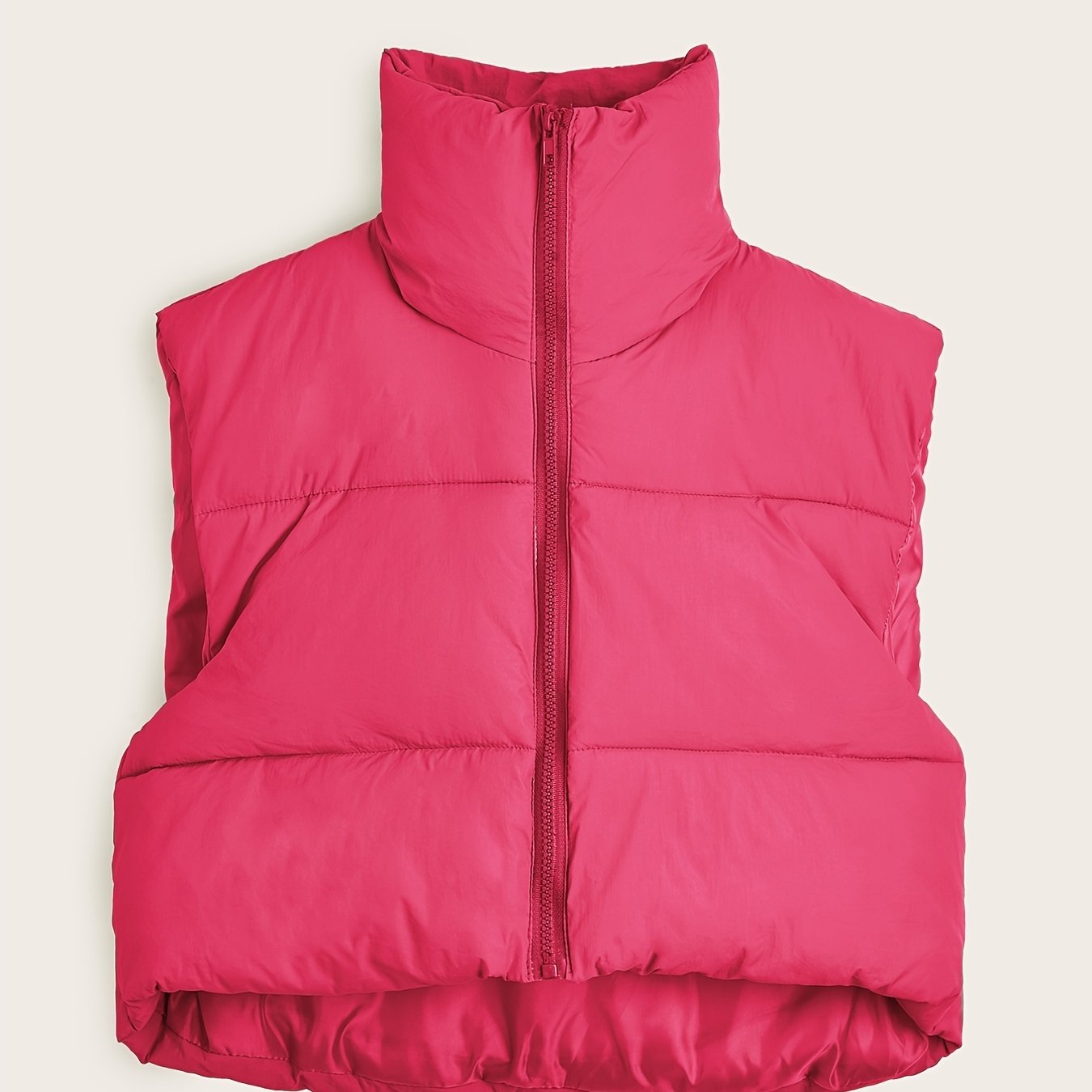Women'S Sleeveless Vest - Vibrant Pink Slim-Fit Alternative Coat with Drawstring Hood, Zipper Front &amp; Pockets for Fall/Winter Casual Wear, Casual Winter Wear | High Neckline Vest | Zippered Jacket
