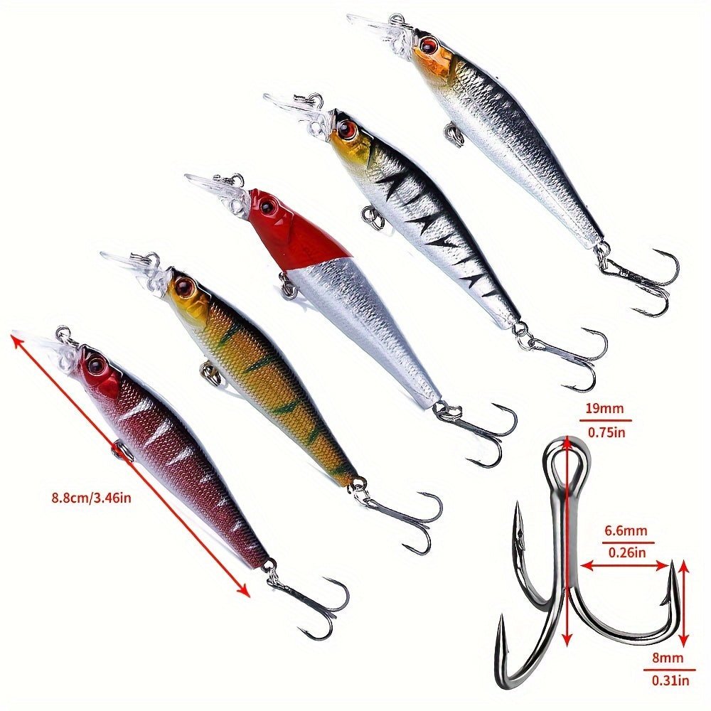 [56pcs Fishing Lures Kit] 56pcs Fishing Lures Kit | Crankbait Tackle Minnow Popper Pencil Swimbaits Hook Hard Baits Set for Pike Carp Bass Freshwater Saltwater | Christmas Gift for Man - Fluxy