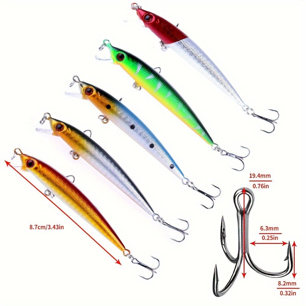 [56pcs Fishing Lures Kit] 56pcs Fishing Lures Kit | Crankbait Tackle Minnow Popper Pencil Swimbaits Hook Hard Baits Set for Pike Carp Bass Freshwater Saltwater | Christmas Gift for Man - Fluxy