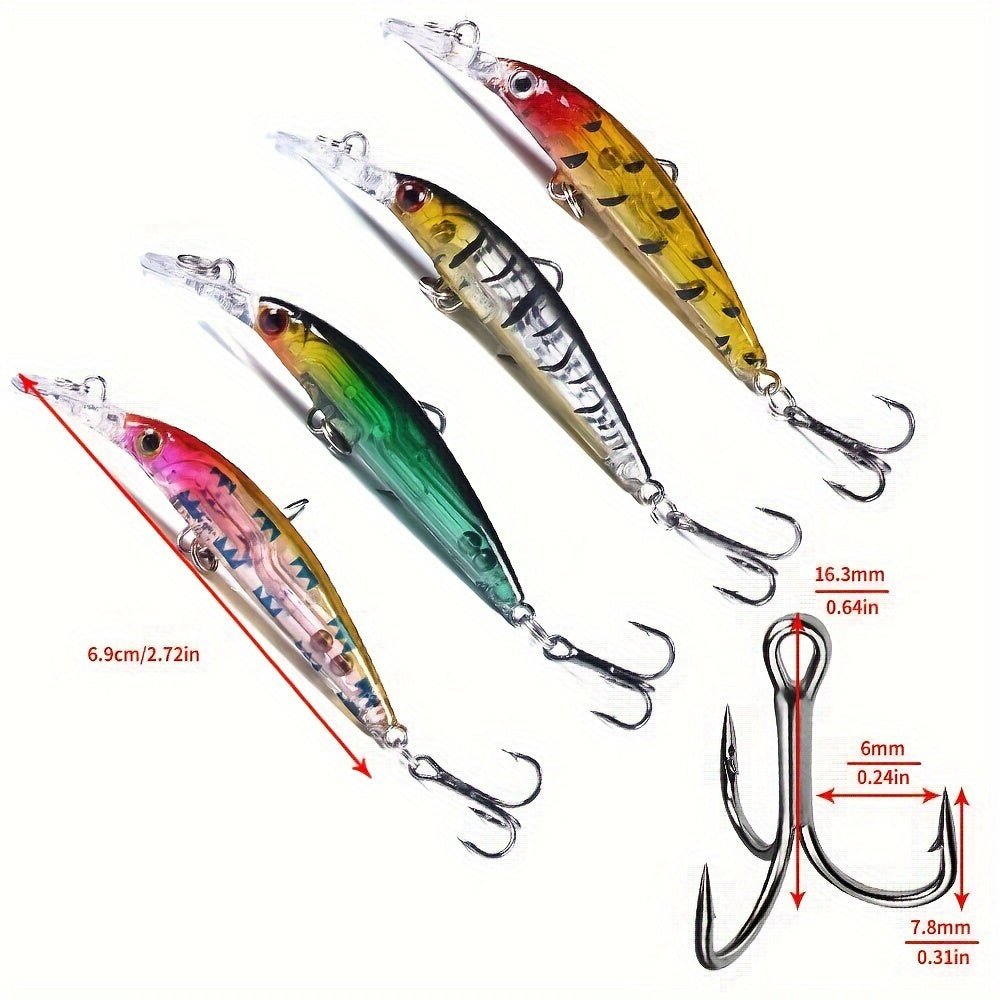 [56pcs Fishing Lures Kit] 56pcs Fishing Lures Kit | Crankbait Tackle Minnow Popper Pencil Swimbaits Hook Hard Baits Set for Pike Carp Bass Freshwater Saltwater | Christmas Gift for Man - Fluxy