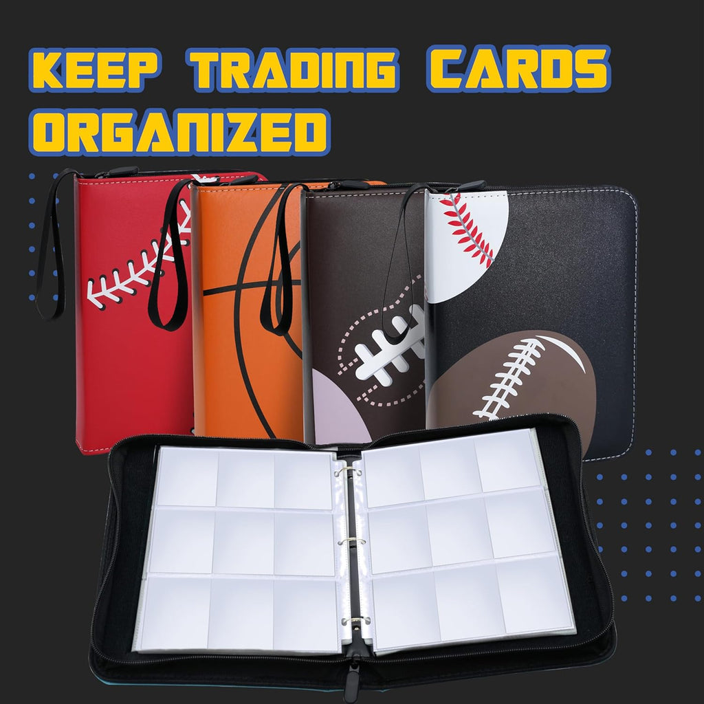 Baseball Card Binder, 9 Pocket Sports Card Binder, 720 Double Sided Pocket Zipper Album, Baseball Cards Zipper Display Holder, Expandable, Compatible with Gaming Cards, Yugioh, MTG and Other TCG
