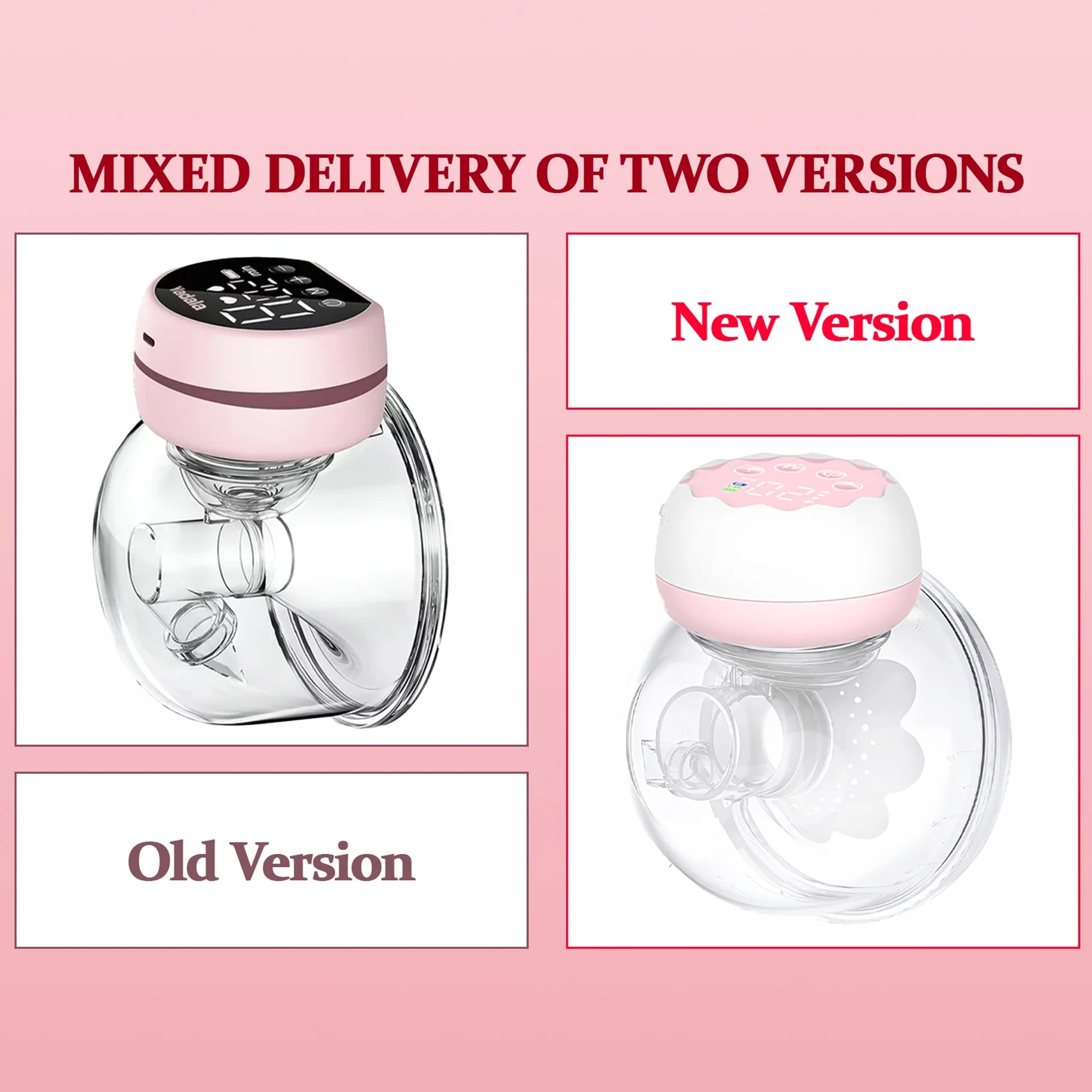 Wearable Electric Hands-Free Breast Pump, Wearable Electric Breast Pump with 4 Modes, 12 Levels, Pink