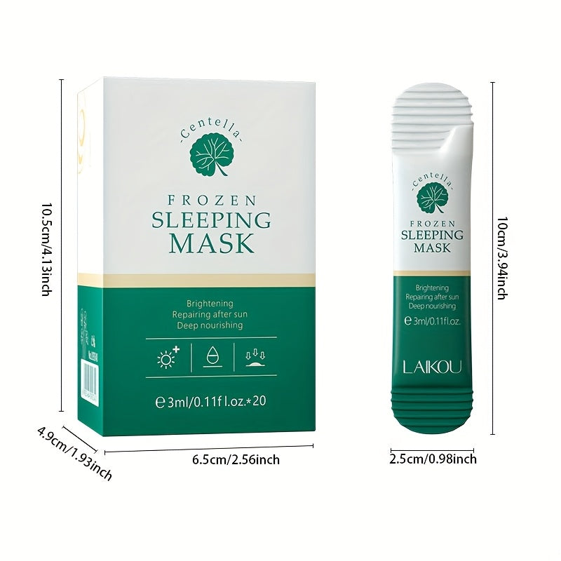 20pcs Centella Asiatica Moisturizing & Firming Sleeping Mask - Hydrating, Fragrance-Free, Hypoallergenic, Plant-Based Formula for All Light Beige Types, Unisex Adult Skincare, Skincare Routine, Sleek Packaging, Natural Ingred