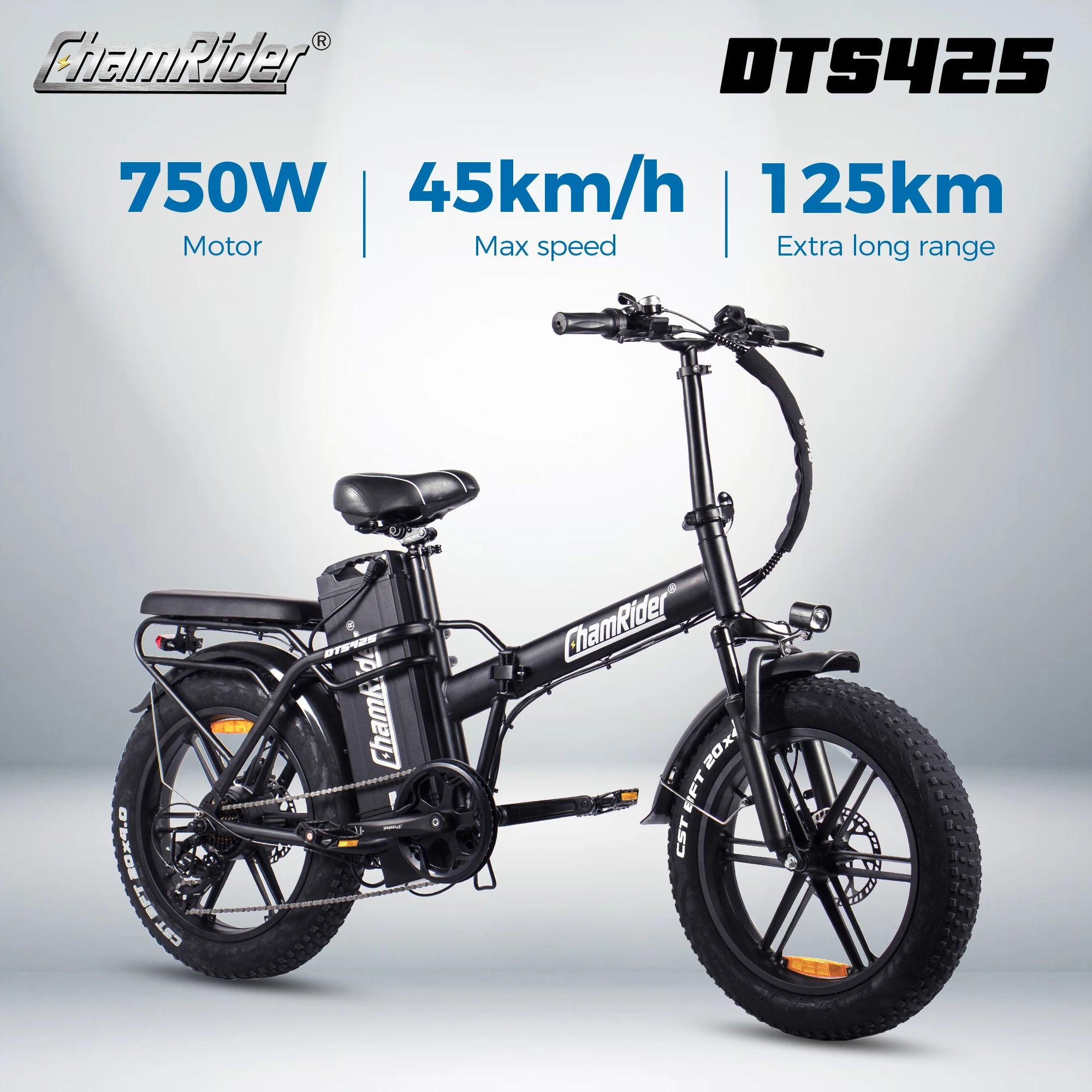ChamRider DTS425 Ebike 48V25AH Battery 125KM Range 750W Power Best Value Choice for European Food Delivery Riders Electric Bike