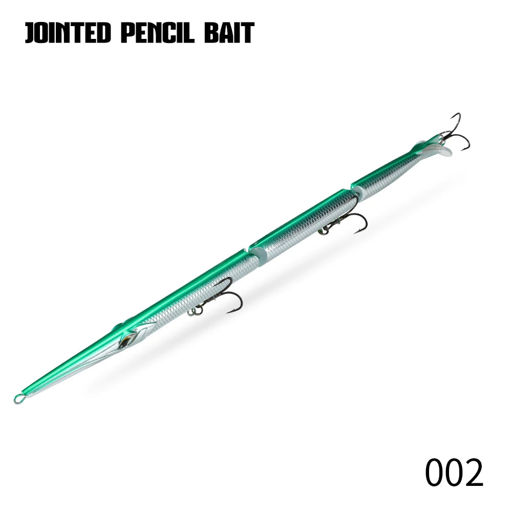 Hunthouse Jointed Pencil Bait 3 Section Fishing Lure 255mm/30.6g Needle Sinking Swimbait For Bluefish Seabass Tackle