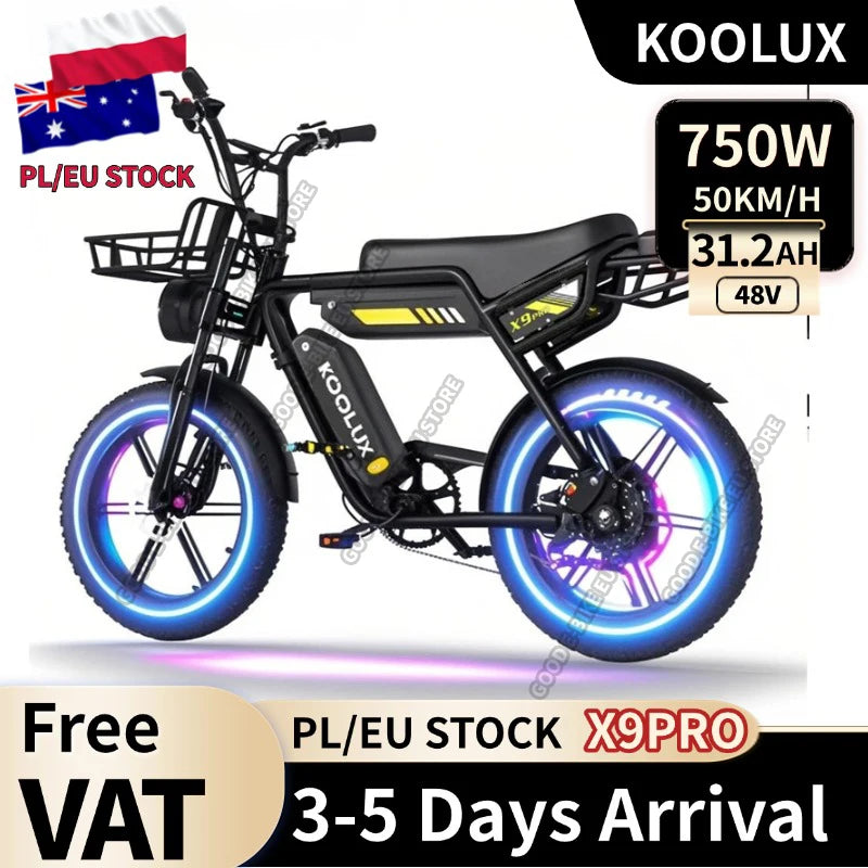 KOOLUX X9 PRO Electric Motorcycles Bike 48V 31.2AH Long-Range E-Bike Fat Tire Food Fast Delivery Electric Bicycle