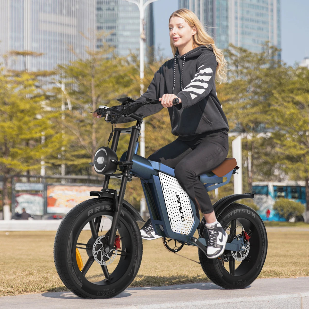 Jansno X60 Ebike 1500W Dual Engine 48V23Ah 20 Inch Fat Tire Full Suspension Electric Bike Mountain Snow Off Road