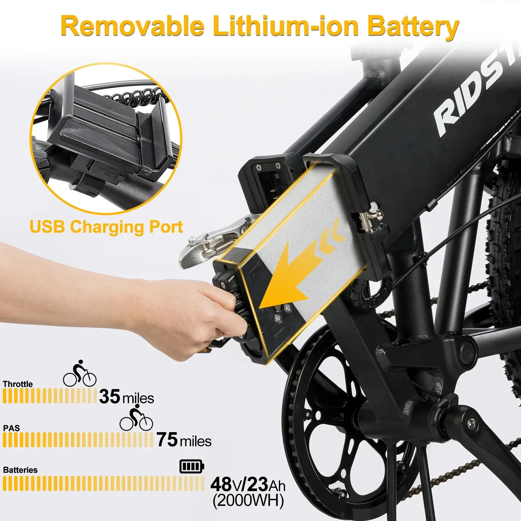 RIDSTAR H20 PRO Folding 2000W Dual Motor 48V 23AH Mountain Snow Electric Bicycle Hydraulic Brake 20*4.0 Fat Tire Electric Bike