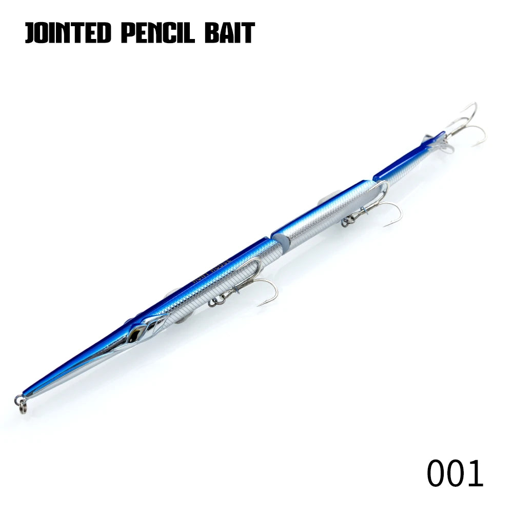 Hunthouse Jointed Pencil Bait 3 Section Fishing Lure 255mm/30.6g Needle Sinking Swimbait For Bluefish Seabass Tackle