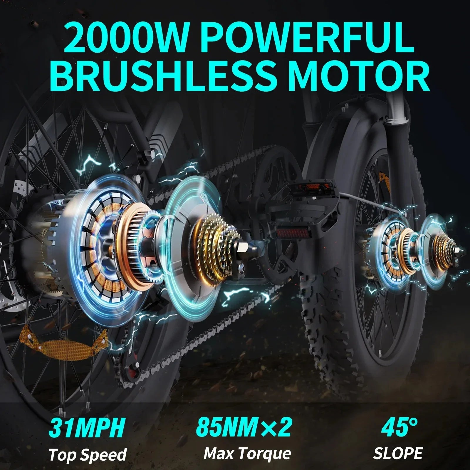 RIDSTAR H20 PRO Folding 2000W Dual Motor 48V 23AH Mountain Snow Electric Bicycle Hydraulic Brake 20*4.0 Fat Tire Electric Bike