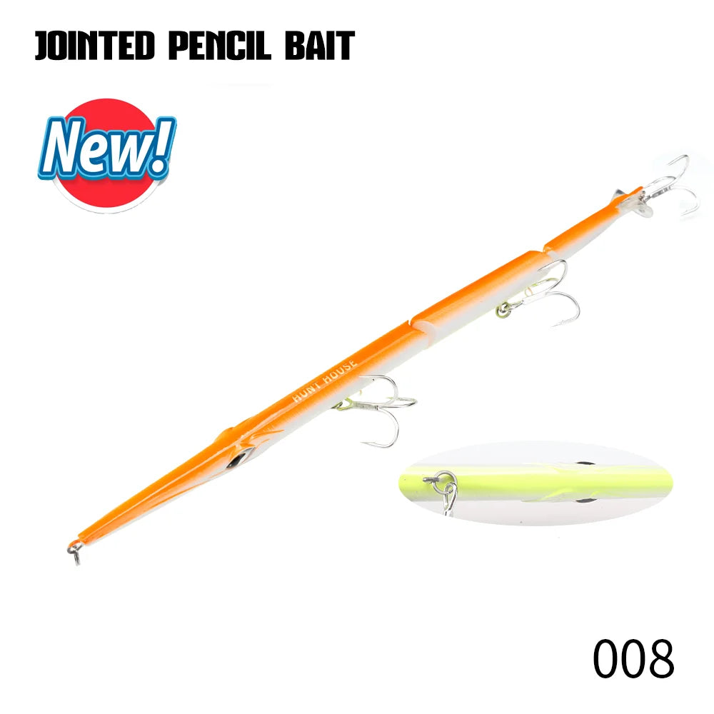 Hunthouse Jointed Pencil Bait 3 Section Fishing Lure 255mm/30.6g Needle Sinking Swimbait For Bluefish Seabass Tackle