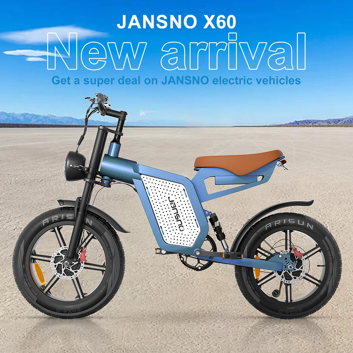 Jansno X60 Ebike 1500W Dual Engine 48V23Ah 20 Inch Fat Tire Full Suspension Electric Bike Mountain Snow Off Road