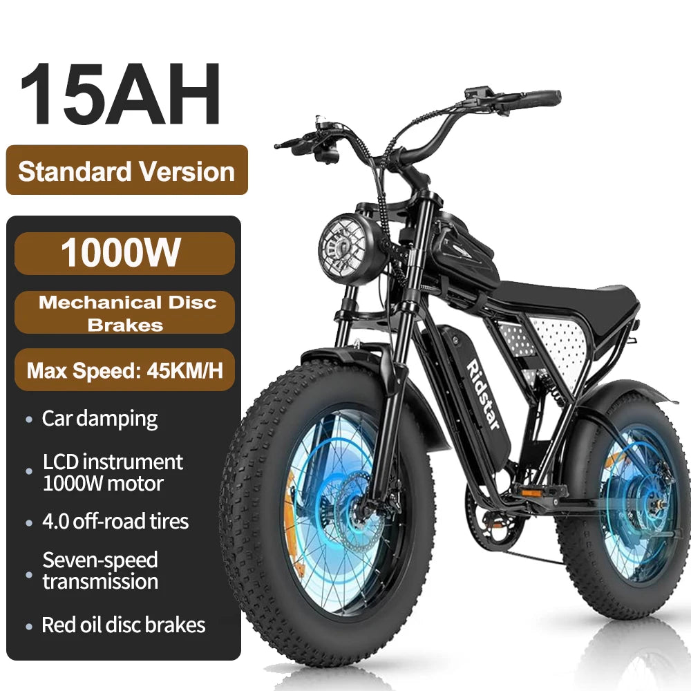 Ridstar Q20 Electric Bike 2000W 52V 40AH Waterproof Powerful Dual motor 20*4.0 Fat Tire For Mountain Electric Bicycle For Adult