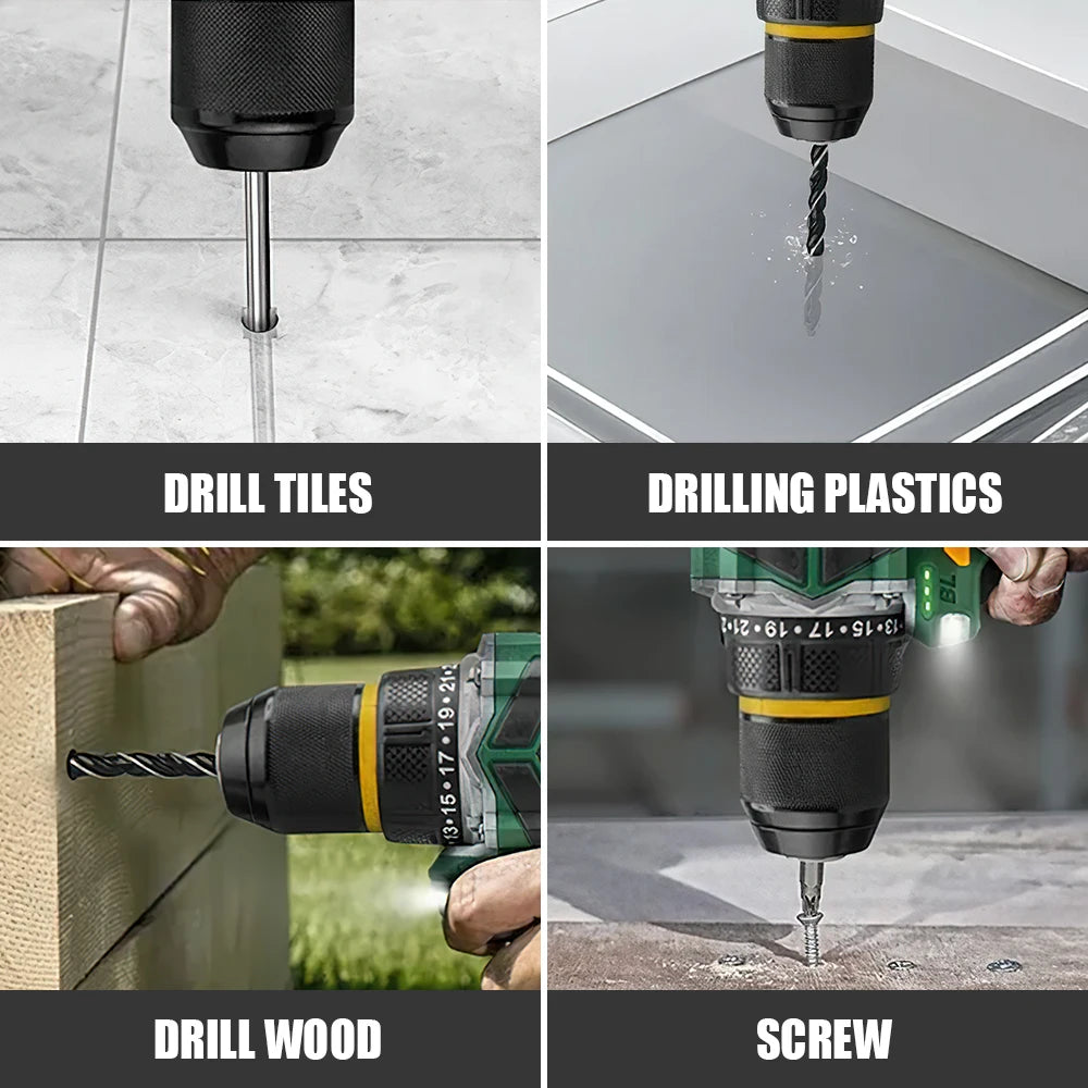 55N.M 10MM 23+1 Torque Brushless Electric Impact Drill Metal Ratchet Chuck Cordless Drill Electric Screwdriver DIY Power Tools