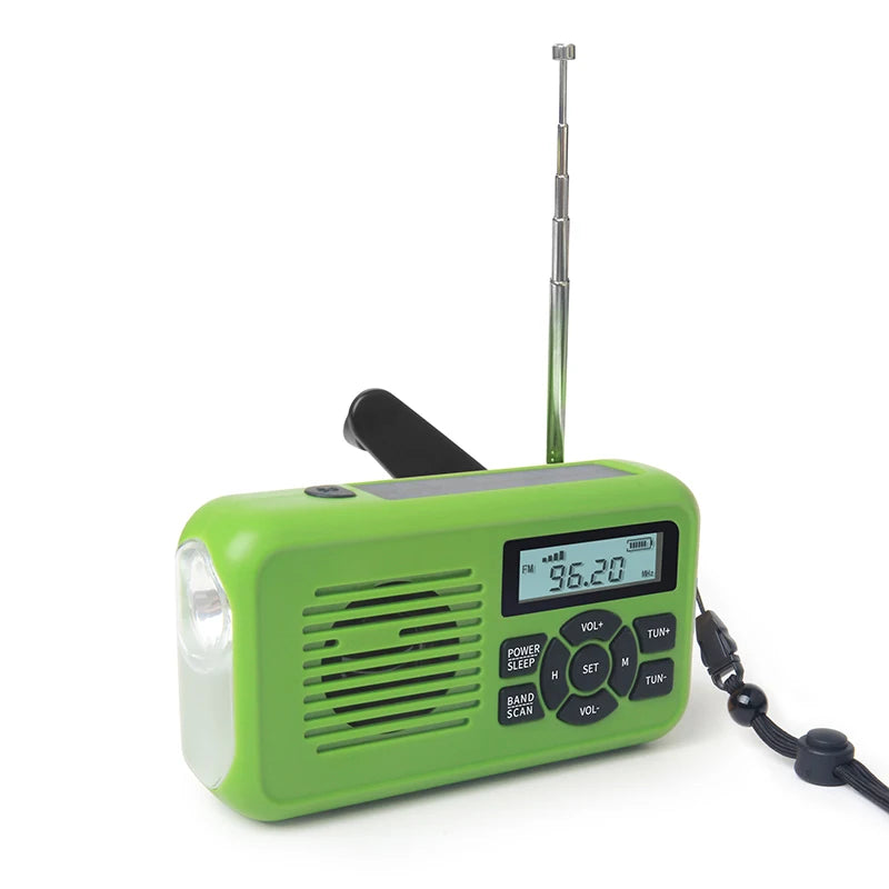 USB Charged Self Powered AM/FM Weather Radio with Power Bank Portable Solar Radio Hand Crank Radio with Flashlight for Emergency
