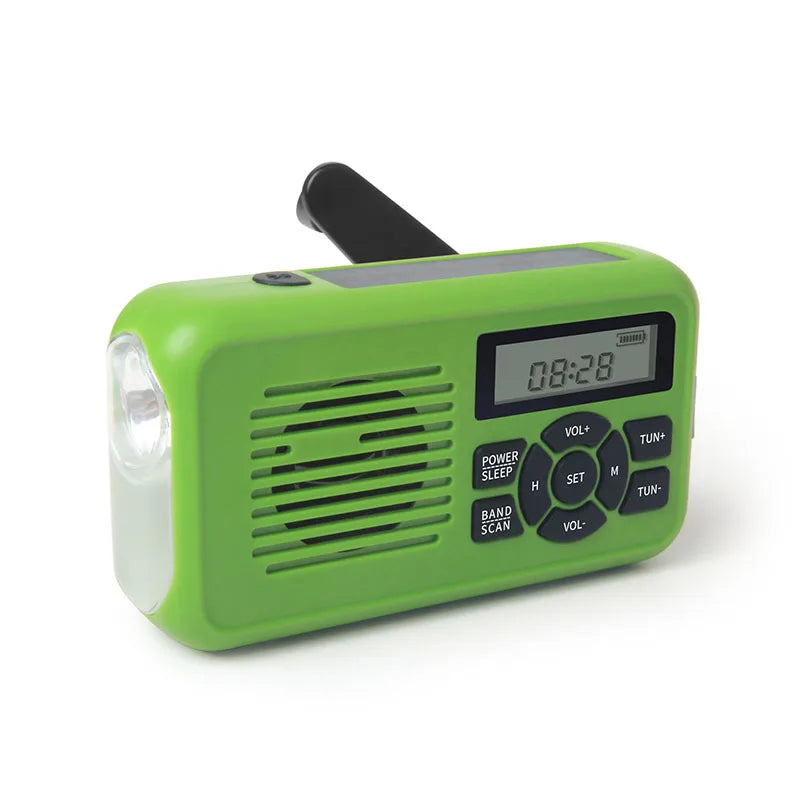 USB Charged Self Powered AM/FM Weather Radio with Power Bank Portable Solar Radio Hand Crank Radio with Flashlight for Emergency