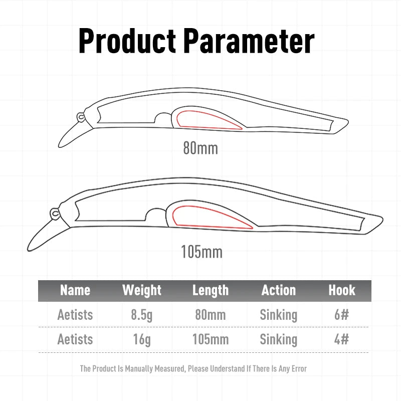 LEYDUN Artist FR Silence Sinking Minnow Fishing Lures 80mm 105mm Jerkbaits ভালো অ্যাকশন Wobblers উচ্চ মানের হার্ড বেটস সি বাস