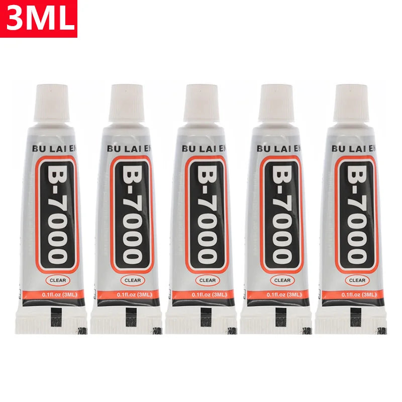 5pcs Multi-Purpose B-7000 Glue 3ml Stickers Diamond Jewelry Craft Glue Touch Screen Repair Decorative Glue (With Plastic Head)