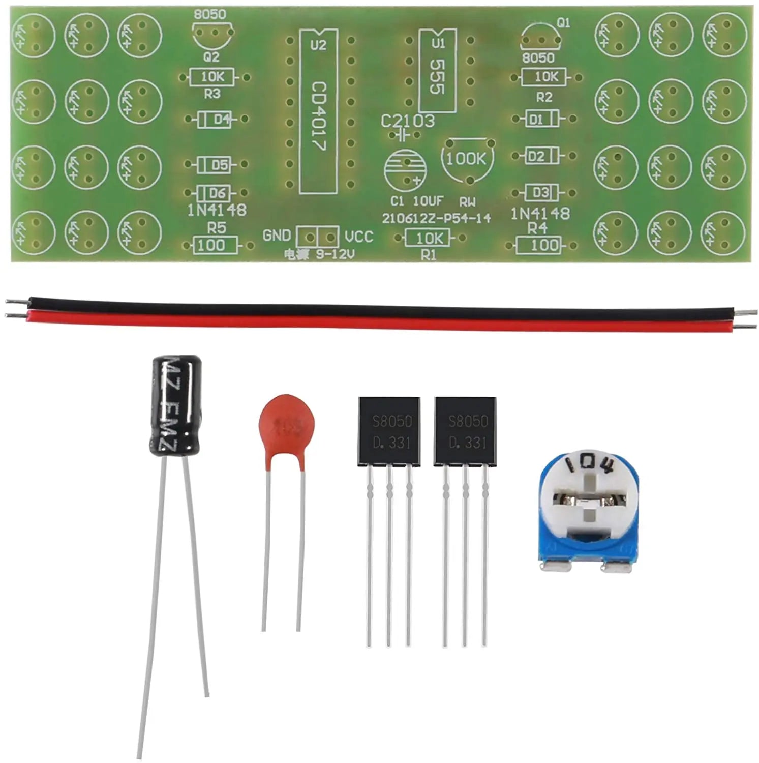 NE555 CD4017 IC LED Electronic Lights Kits Red Blue Dual-Color DIY Kit Strobe Electronic Suit Flashing Lights Components DIY