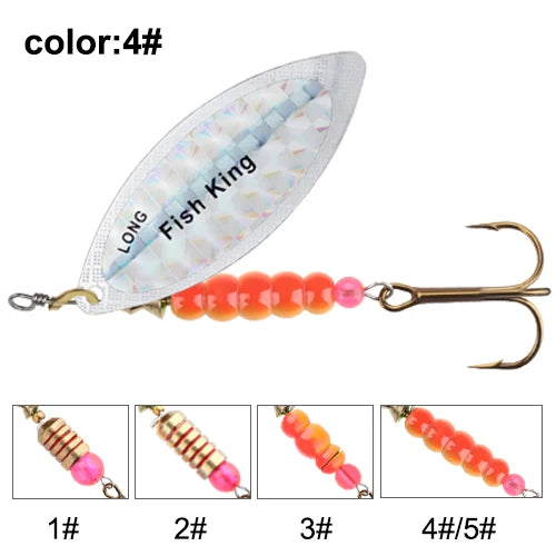 FISH KING Spinner Lure Bait 4.5g/7.0g/12.5g/17.4g/27.1g Spoon Lures pike Metal Fishing Lure Bass Hard Bait With Hooks