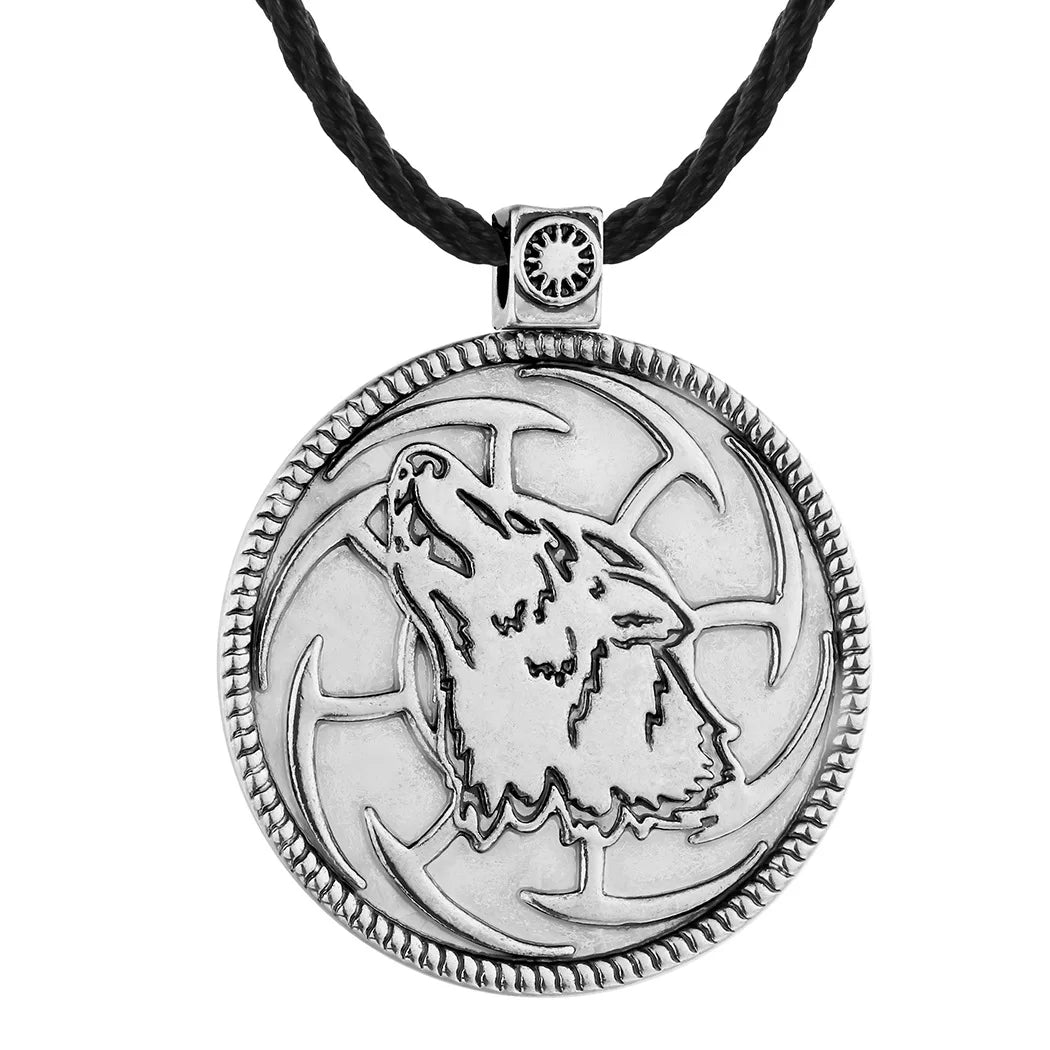 Antiquing Viking Runes Talisman Jewelry Slavic Veles Symbol Kolovrat Pendant Wolf Bear Paw Amulet  Necklace Men Pagan