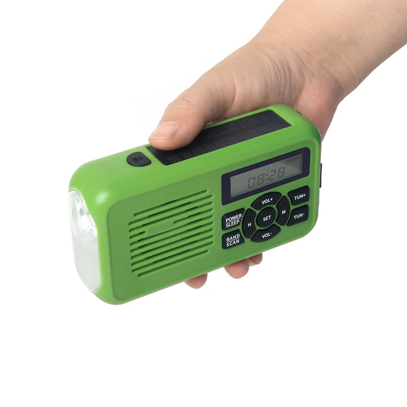 2000mAh Portable Rechargeable Emergency Solar Hand Crank Radio WB/NOAA with Phone Charger and LED Torch FM Emergency Radio