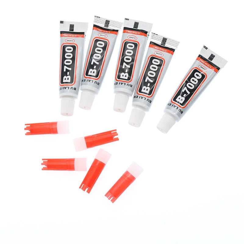 5pcs Multi-Purpose B-7000 Glue 3ml Stickers Diamond Jewelry Craft Glue Touch Screen Repair Decorative Glue (With Plastic Head)
