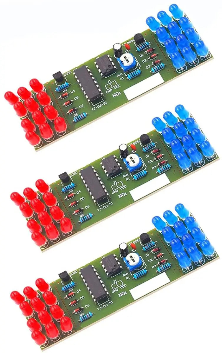 NE555 CD4017 IC LED Electronic Lights Kits Red Blue Dual-Color DIY Kit Strobe Electronic Suit Flashing Lights Components DIY