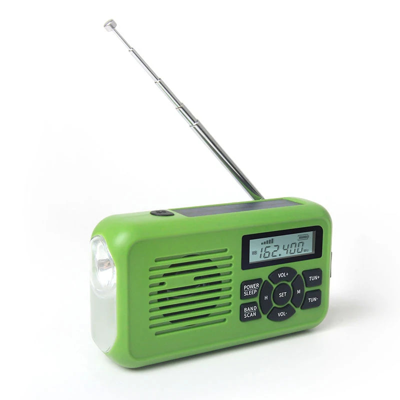 2000mAh Portable Rechargeable Emergency Solar Hand Crank Radio WB/NOAA with Phone Charger and LED Torch FM Emergency Radio