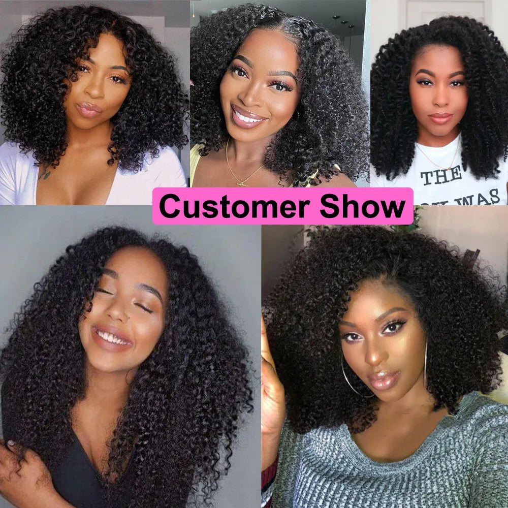 Curly Weft Hair Clip-In Extensions for Black Women Cambodian Raw Kinky Curly Human Hair Curl Style