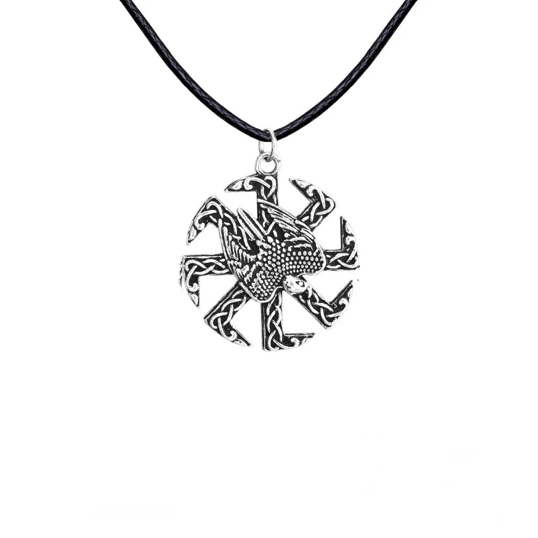 Antiquing Viking Runes Talisman Jewelry Slavic Veles Symbol Kolovrat Pendant Wolf Bear Paw Amulet  Necklace Men Pagan